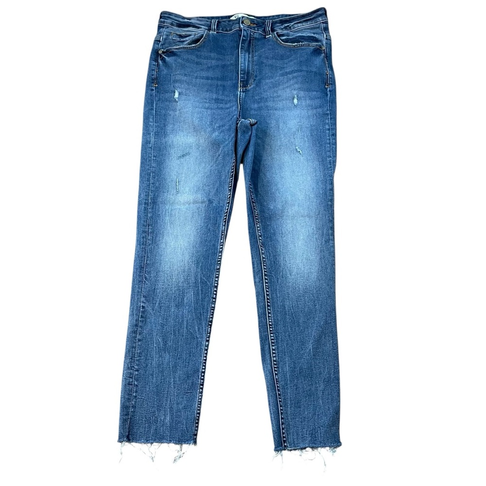 Zara Fringe Ankle Lightly Distressed Stretch Skinny Jeans.  Size 12